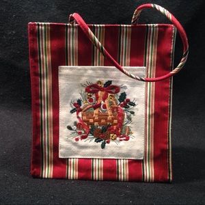 Longaberger Fabric Tote Bag NEW 2005 Holiday Strip